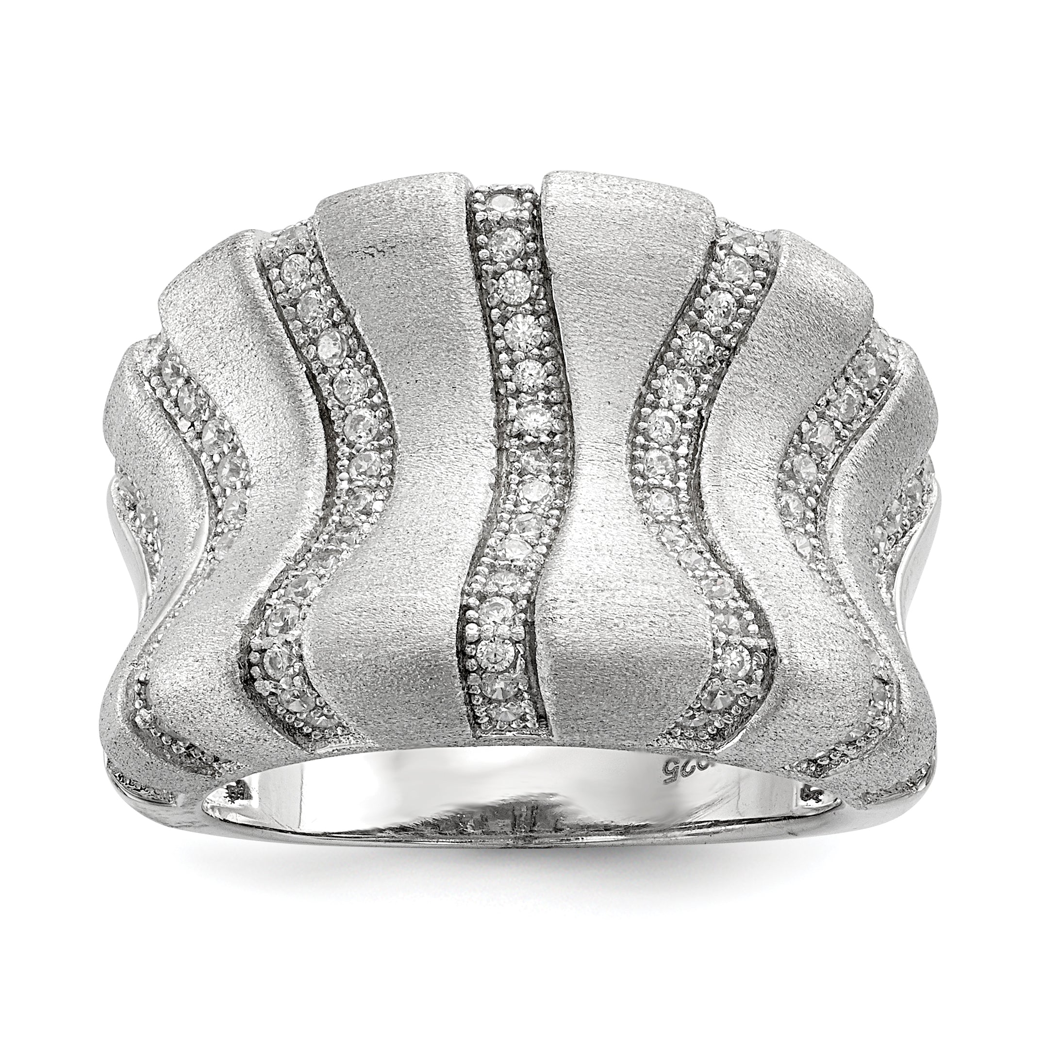 Sterling Silver Ss Rhodium Plated Cz Brilliant Embers Ring