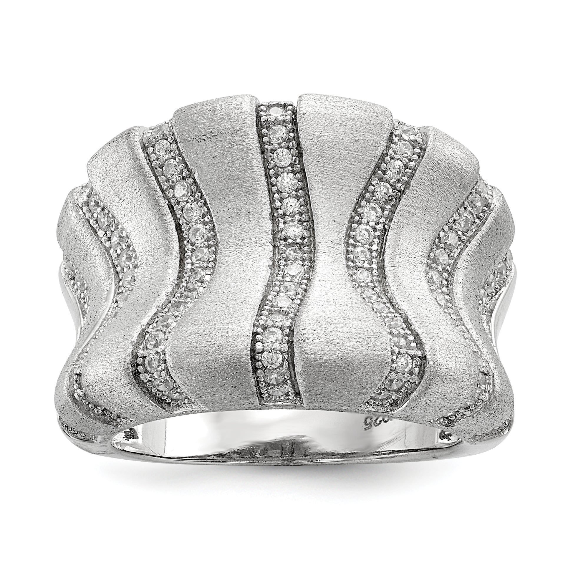 Sterling Silver Ss Rhodium Plated Cz Brilliant Embers Ring