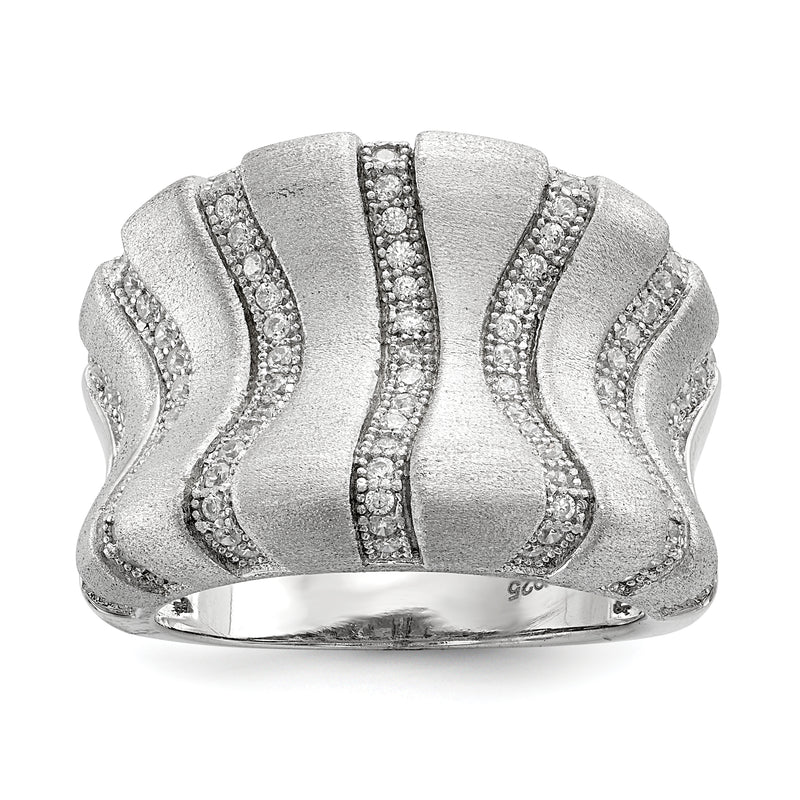 Sterling Silver Ss Rhodium Plated Cz Brilliant Embers Ring