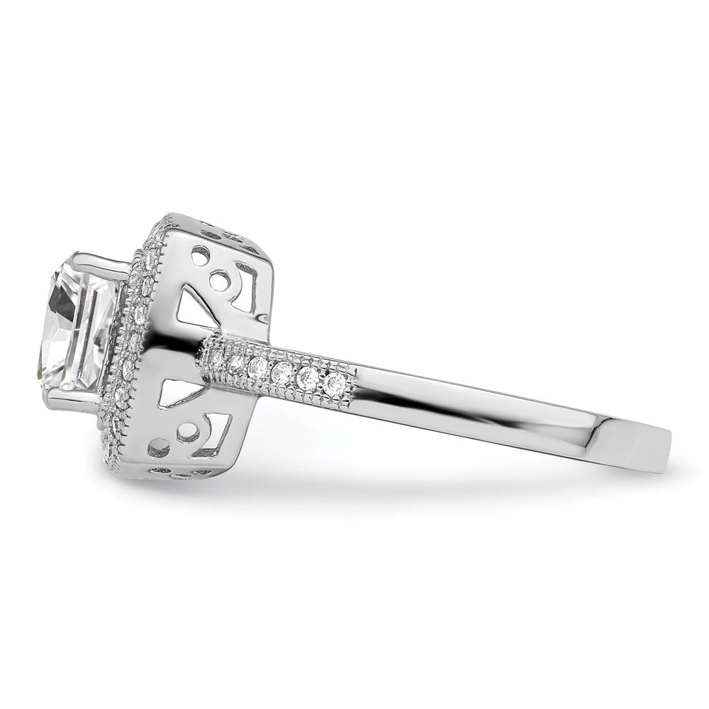 Sterling Silver Brilliant Embers Rhodium Plated 41 Stone Halo Micro Pav‚Äö Cz Ring