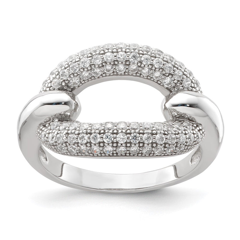 Sterling Silver & Cz Brilliant Embers Link Ring (Size 7 Only)