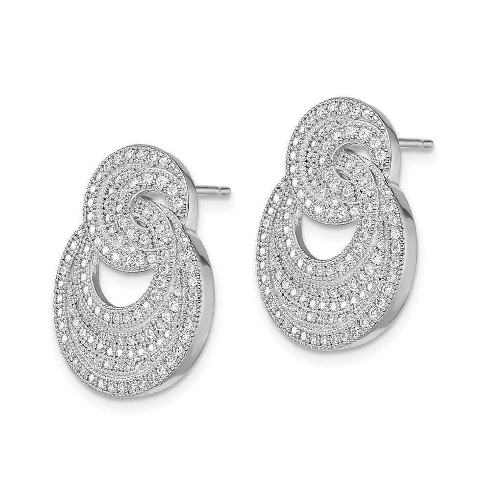 Sterling Silver Brilliant Embers Rhodium Plated 208 Stone Micro Pav‚Äö Cz Polished Circles Post Earrings