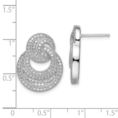 Sterling Silver Brilliant Embers Rhodium Plated 208 Stone Micro Pav‚Äö Cz Polished Circles Post Earrings