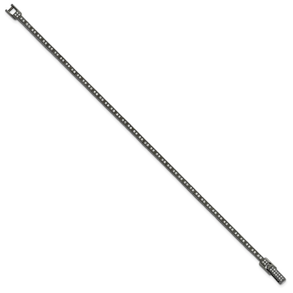 Sterling Silver Black Rhodium Cz True Fire Polished Bracelet