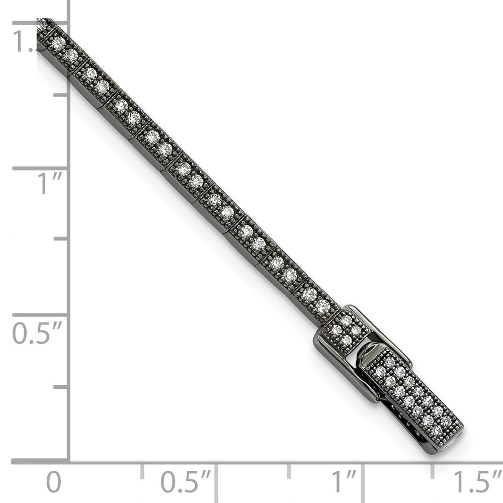 Sterling Silver Black Rhodium Cz True Fire Polished Bracelet