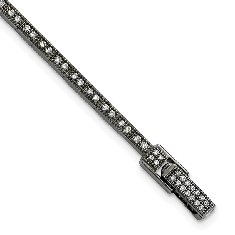 Sterling Silver Black Rhodium Cz True Fire Polished Bracelet