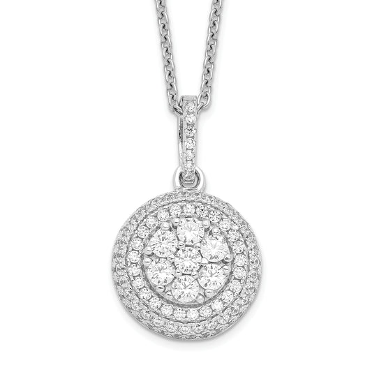 Sterling Silver Brilliant Embers Rhodium Plated 103 Stone 18 Inch Micro Pav‚Äö Cz Necklace With 2 Extender