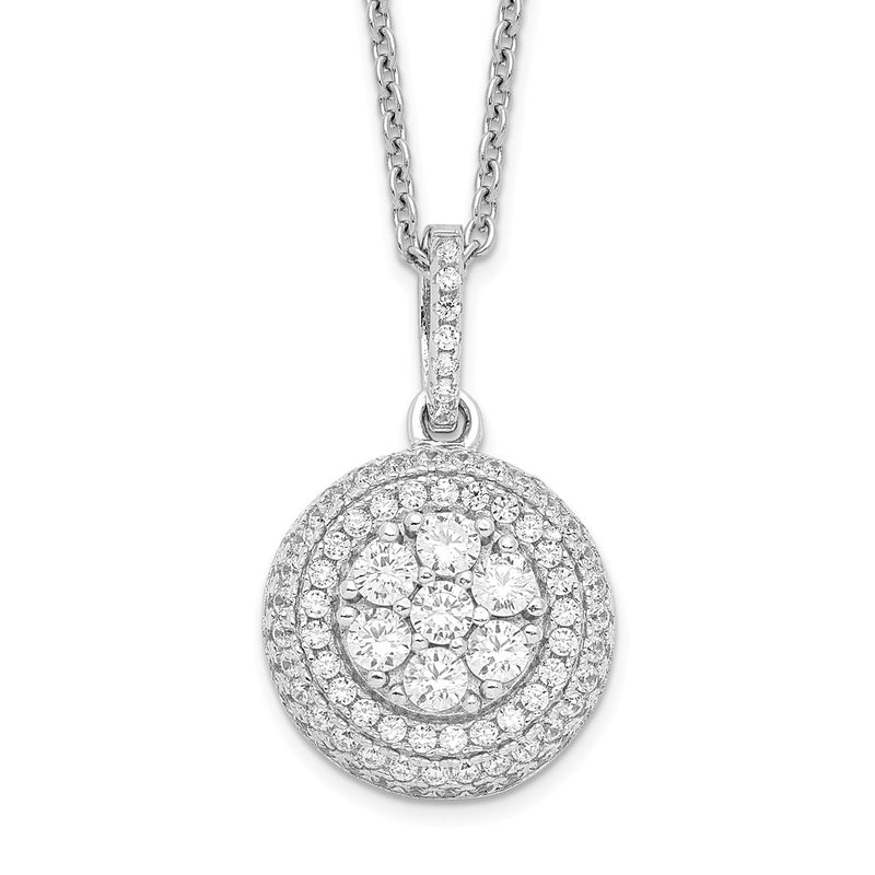 Sterling Silver Brilliant Embers Rhodium Plated 103 Stone 18 Inch Micro Pav‚Äö Cz Necklace With 2 Extender