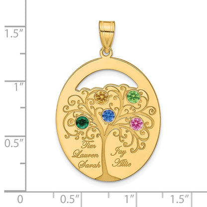Gold Plated Sterling Silver/Gold 5 Birthstone With Ss Bezel Family Pendant