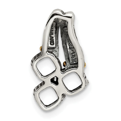 Sterling Silver Antiqued w/14K/Silver Two-Tone 3-stone Mother's Pendant