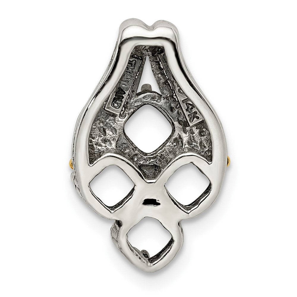 Sterling Silver Antiqued w/14K/Silver Two-Tone 4-stone Mother's Pendant
