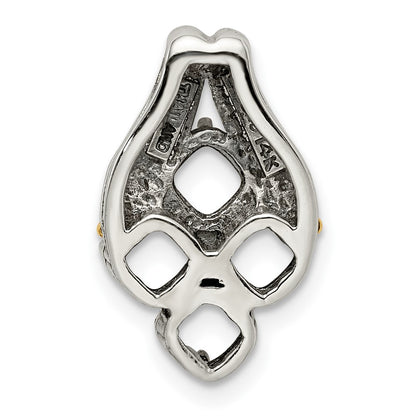Sterling Silver Antiqued w/14K/Silver Two-Tone 4-stone Mother's Pendant
