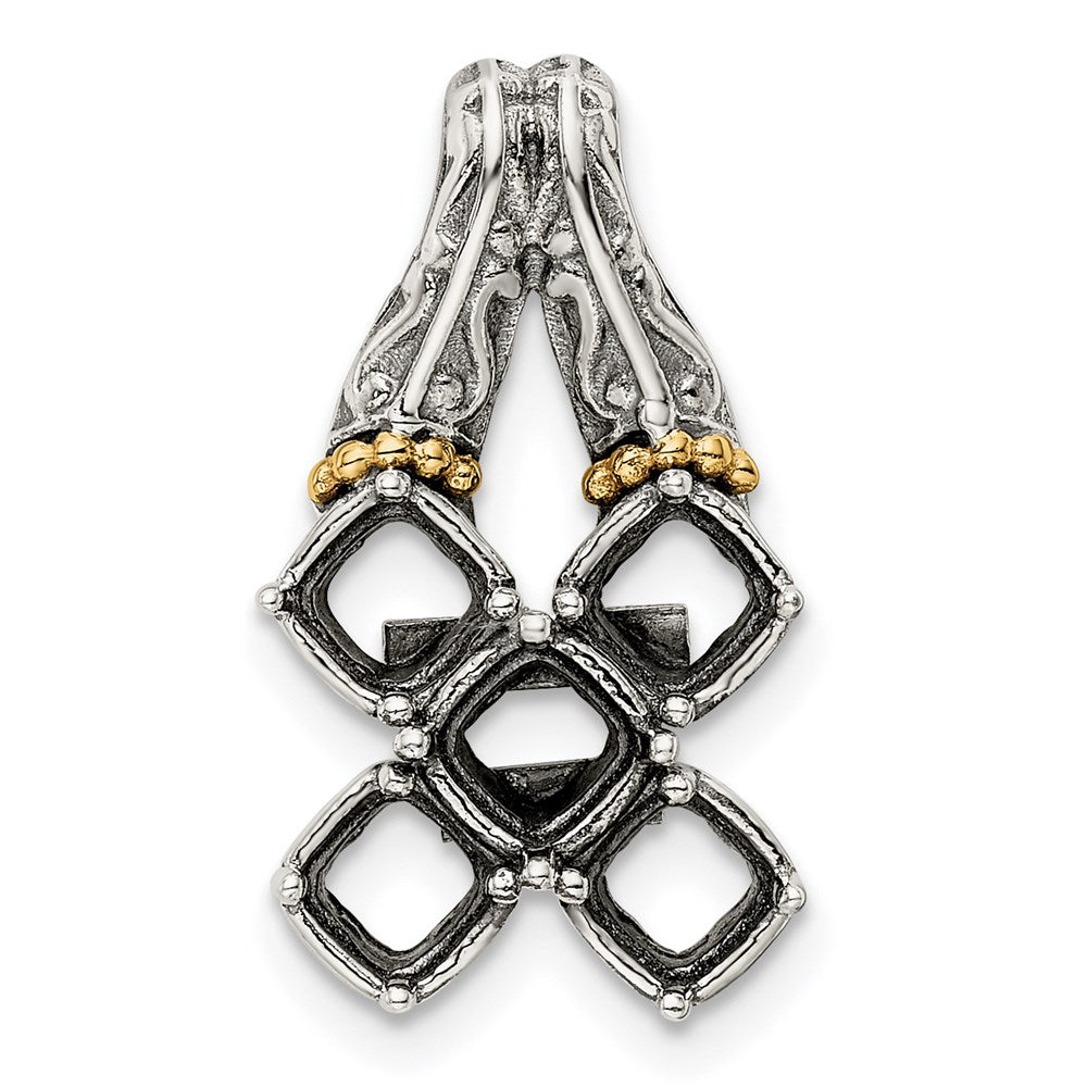 Sterling Silver Antiqued w/14K/Silver Two-Tone 5-stone Mother's Pendant