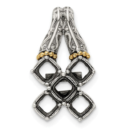 Sterling Silver Antiqued w/14K/Silver Two-Tone 5-stone Mother's Pendant