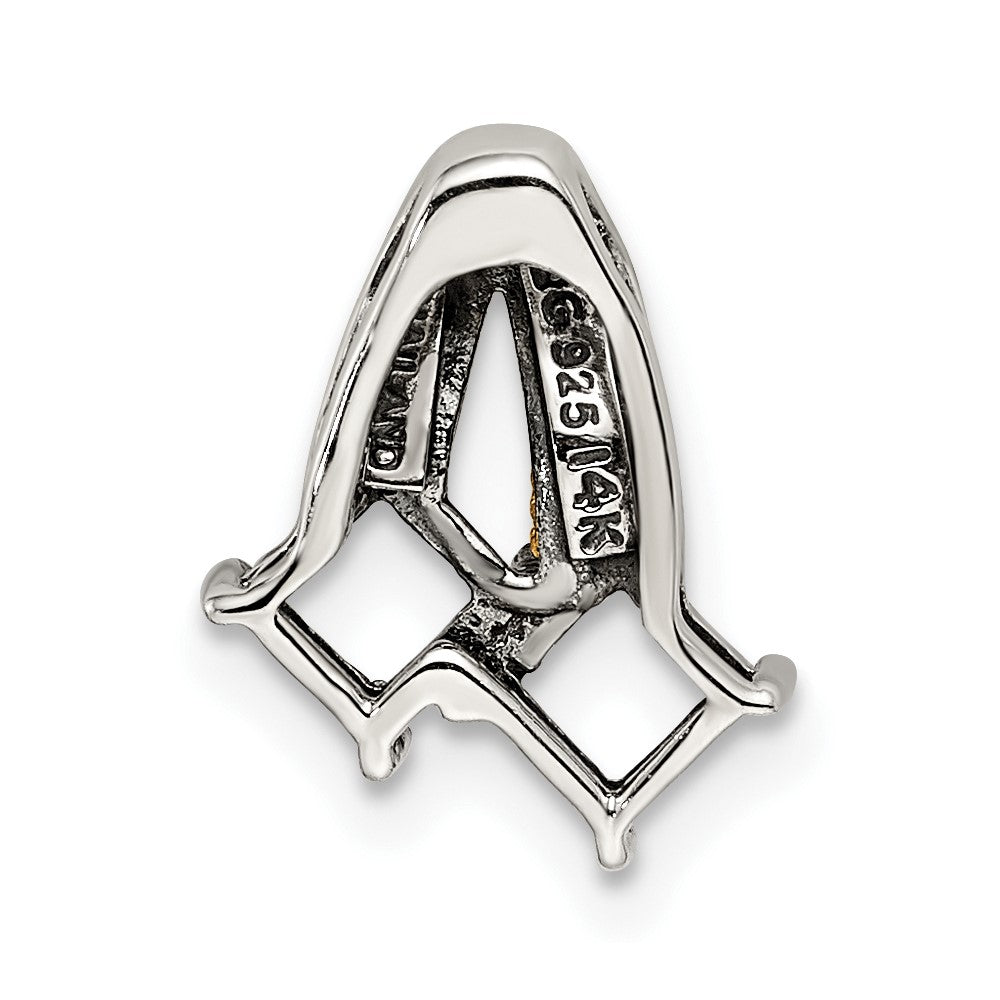 Sterling Silver Antiqued w/14K/Silver Two-Tone 2-stone W/diamond Mother's Pendant