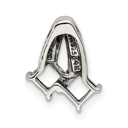 Sterling Silver Antiqued w/14K/Silver Two-Tone 2-stone W/diamond Mother's Pendant