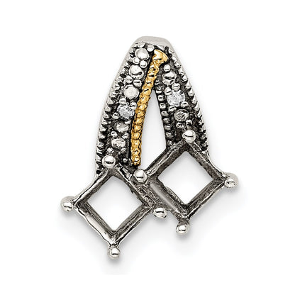 Sterling Silver Antiqued w/14K/Silver Two-Tone 2-stone W/diamond Mother's Pendant