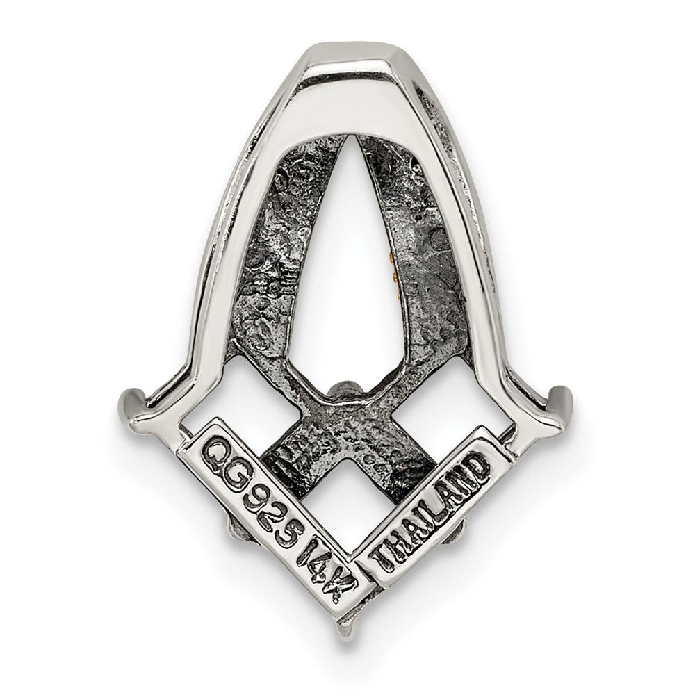 Sterling Silver Antiqued w/14K/Silver Two-Tone 3-stone W/diamond Mother's Pendant