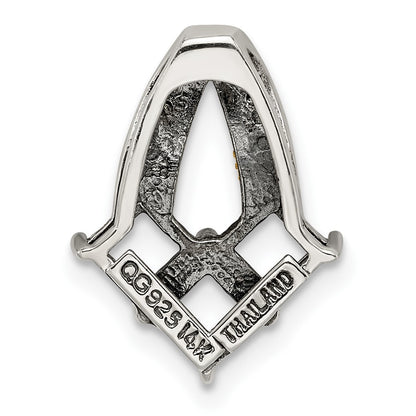 Sterling Silver Antiqued w/14K/Silver Two-Tone 3-stone W/diamond Mother's Pendant