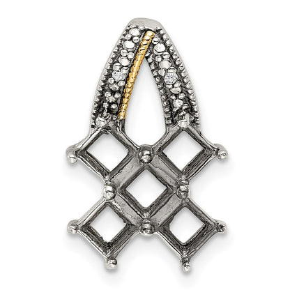 Sterling Silver Antiqued w/14K/Silver Two-Tone 5-stone W/diamond Mother's Pendant