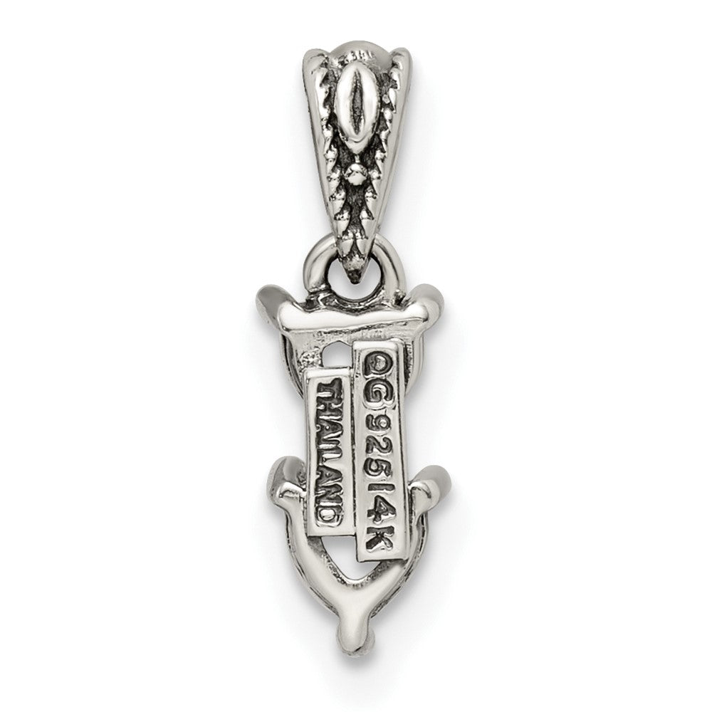 Sterling Silver Antiqued w/14K/Silver Two-Tone 2-stone Mother's Pendant