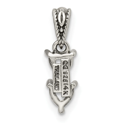 Sterling Silver Antiqued w/14K/Silver Two-Tone 2-stone Mother's Pendant