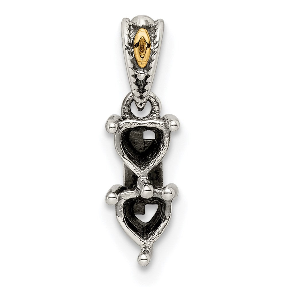 Sterling Silver Antiqued w/14K/Silver Two-Tone 2-stone Mother's Pendant