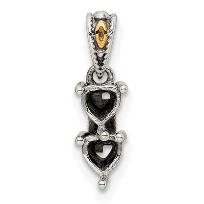 Sterling Silver Antiqued w/14K/Silver Two-Tone 2-stone Mother's Pendant