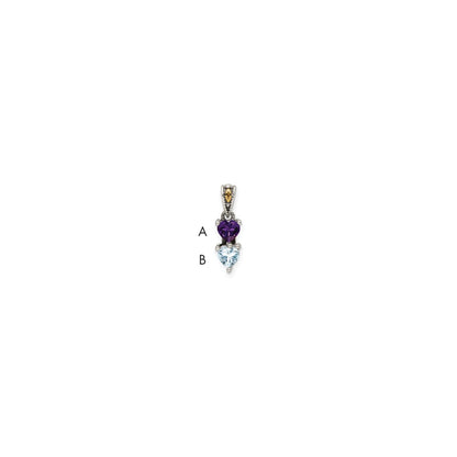 Sterling Silver Antiqued w/14K/Silver Two-Tone 2-stone Mother's Pendant