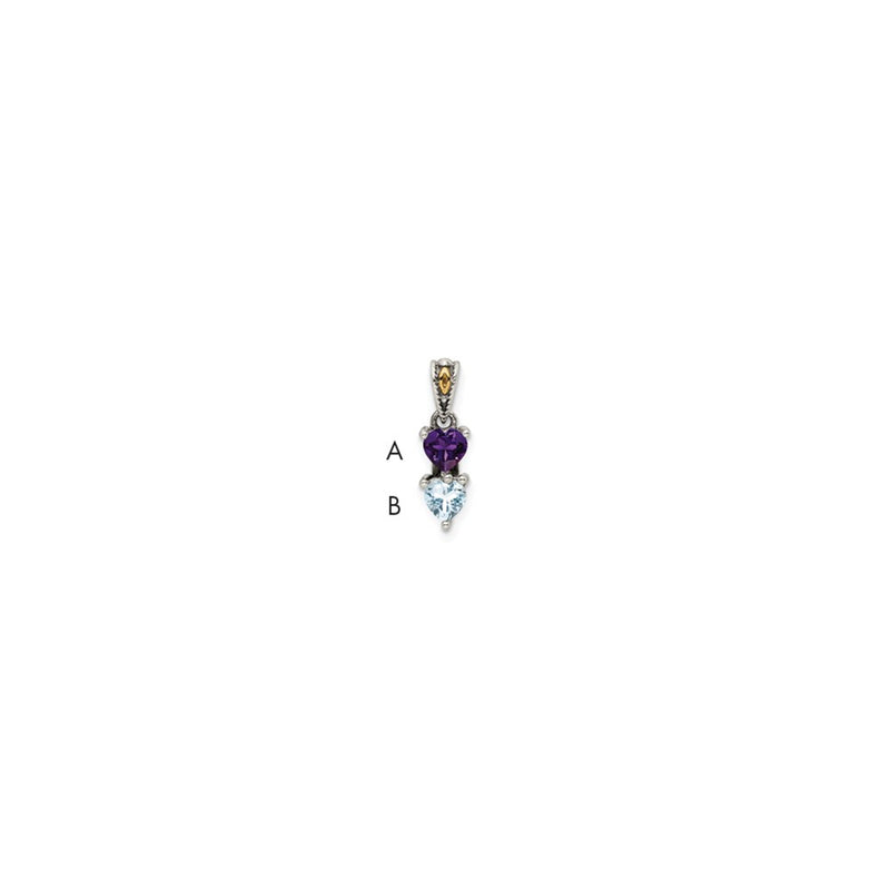 Sterling Silver Antiqued w/14K/Silver Two-Tone 2-stone Mother's Pendant