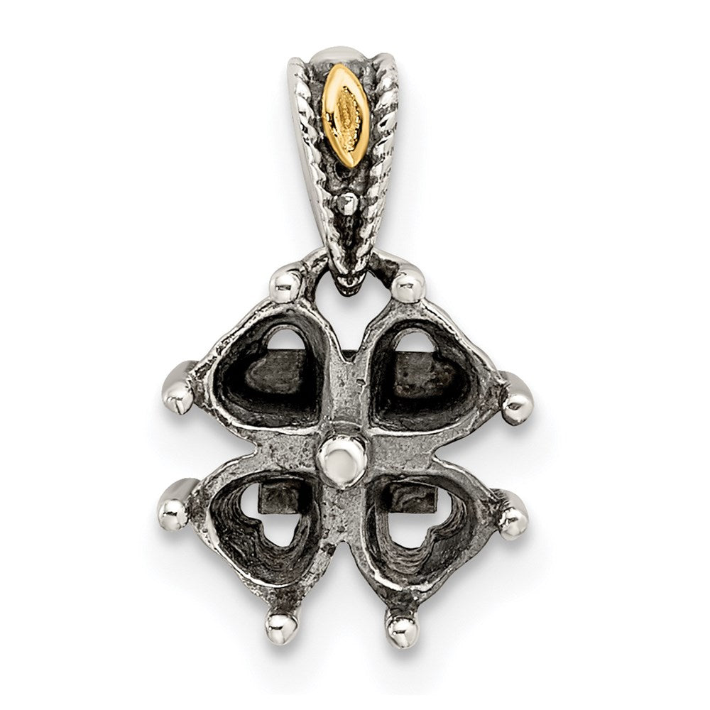 Sterling Silver Antiqued w/14K/Silver Two-Tone 4-stone Mother's Pendant