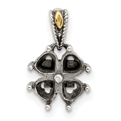 Sterling Silver Antiqued w/14K/Silver Two-Tone 4-stone Mother's Pendant