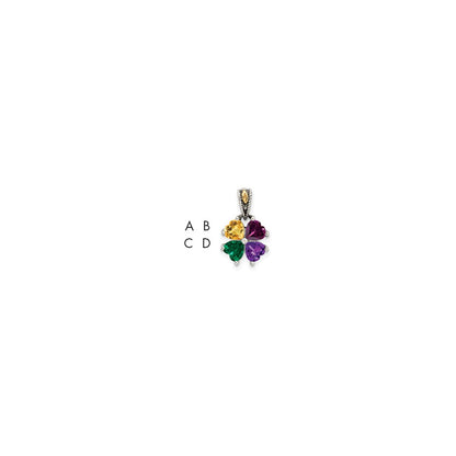 Sterling Silver Antiqued w/14K/Silver Two-Tone 4-stone Mother's Pendant