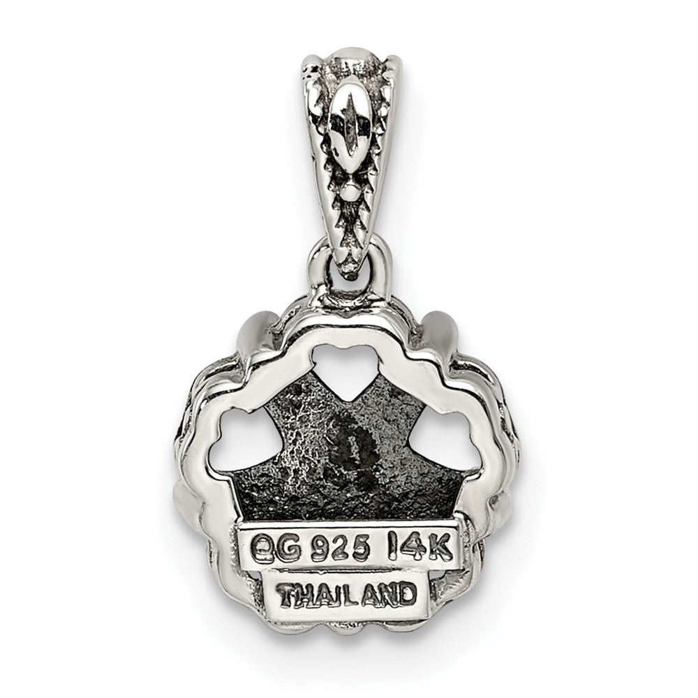 Sterling Silver Antiqued w/14K/Silver Two-Tone 5-stone Mother's Pendant