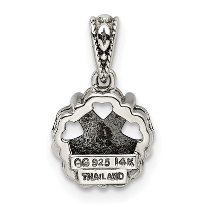 Sterling Silver Antiqued w/14K/Silver Two-Tone 5-stone Mother's Pendant