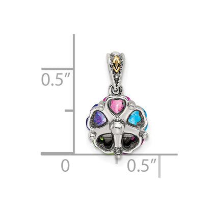 Sterling Silver Antiqued w/14K/Silver Two-Tone 5-stone Mother's Pendant