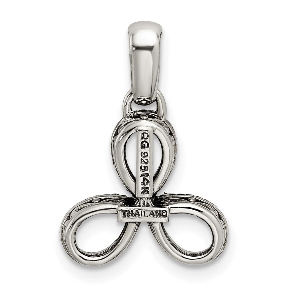 Sterling Silver Antiqued w/14K/Silver Two-Tone 3-stone W/diamond Mother's Pendant