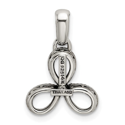 Sterling Silver Antiqued w/14K/Silver Two-Tone 3-stone W/diamond Mother's Pendant