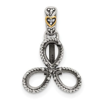 Sterling Silver Antiqued w/14K/Silver Two-Tone 3-stone W/diamond Mother's Pendant