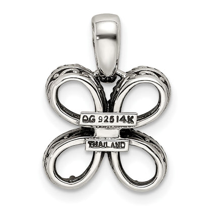 Sterling Silver Antiqued w/14K/Silver Two-Tone 4-stone W/diamond Mother's Pendant