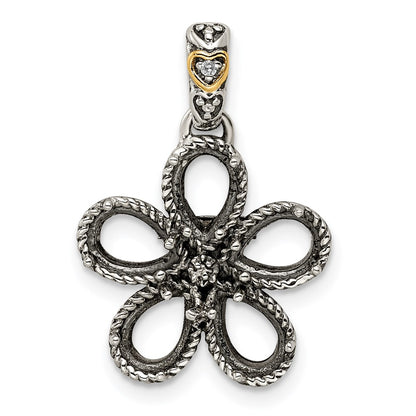 Sterling Silver Antiqued w/14K/Silver Two-Tone 5-stone W/diamond Mother's Pendant