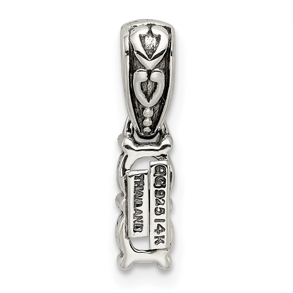 Sterling Silver Antiqued w/14K/Silver Two-Tone 2-stone W/diamond Mother's Pendant