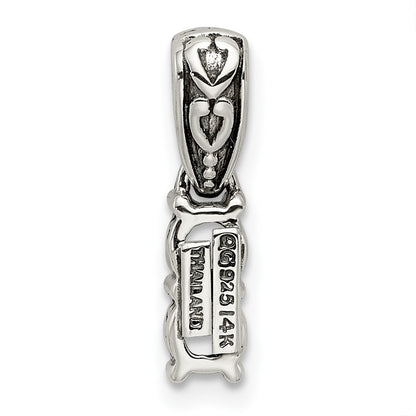 Sterling Silver Antiqued w/14K/Silver Two-Tone 2-stone W/diamond Mother's Pendant