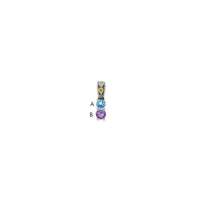 Sterling Silver Antiqued w/14K/Silver Two-Tone 2-stone W/diamond Mother's Pendant