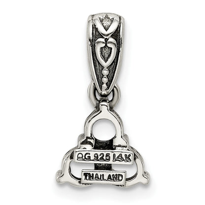 Sterling Silver Antiqued w/14K/Silver Two-Tone 3-stone W/diamond Mother's Pendant