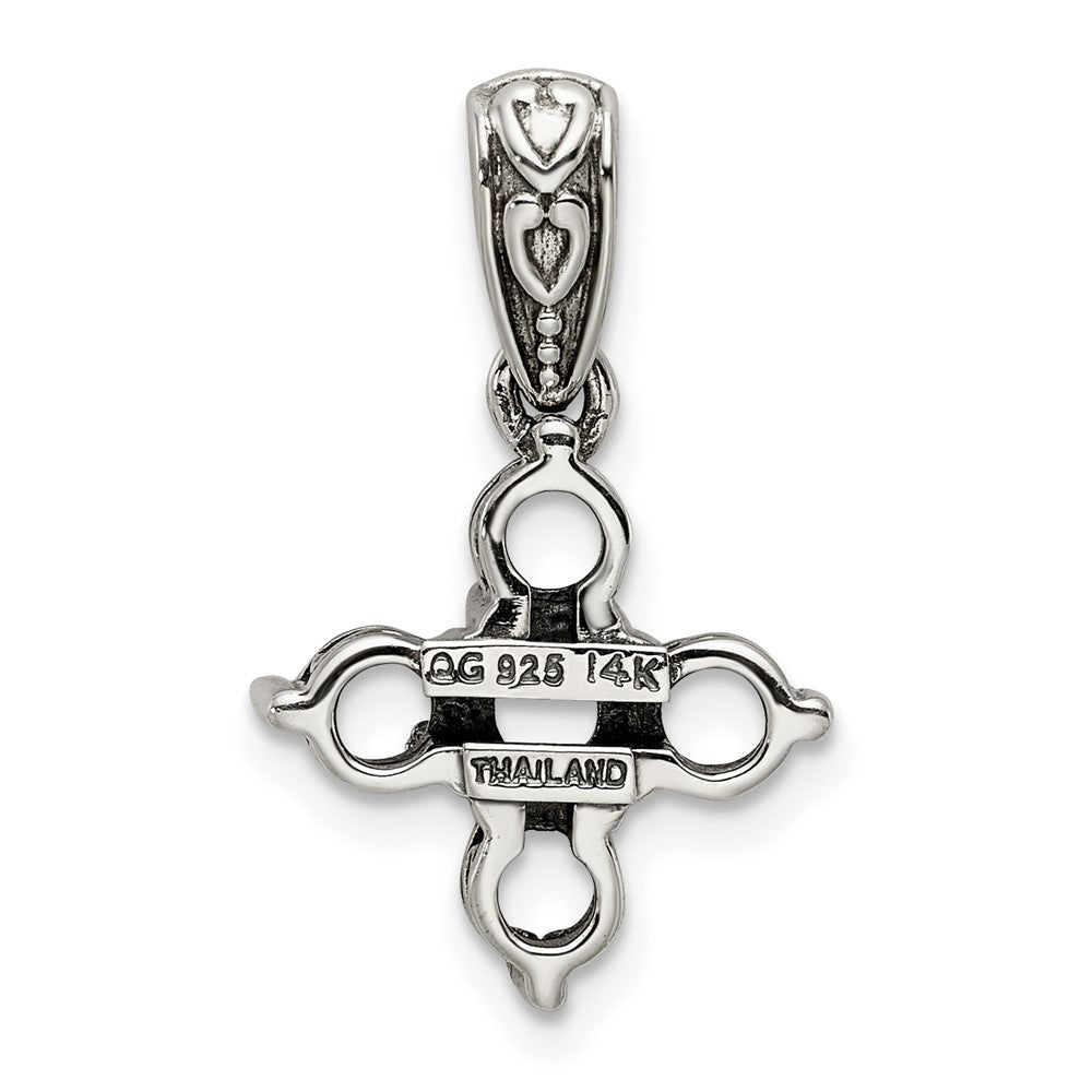 Sterling Silver Antiqued w/14K/Silver Two-Tone 5-stone W/diamond Mother's Pendant