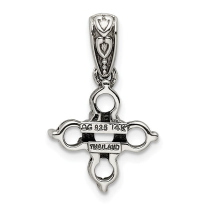 Sterling Silver Antiqued w/14K/Silver Two-Tone 5-stone W/diamond Mother's Pendant