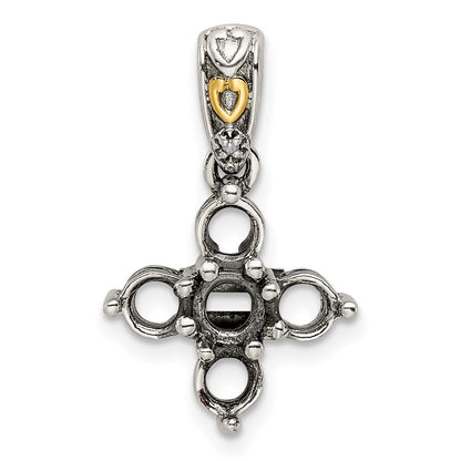 Sterling Silver Antiqued w/14K/Silver Two-Tone 5-stone W/diamond Mother's Pendant