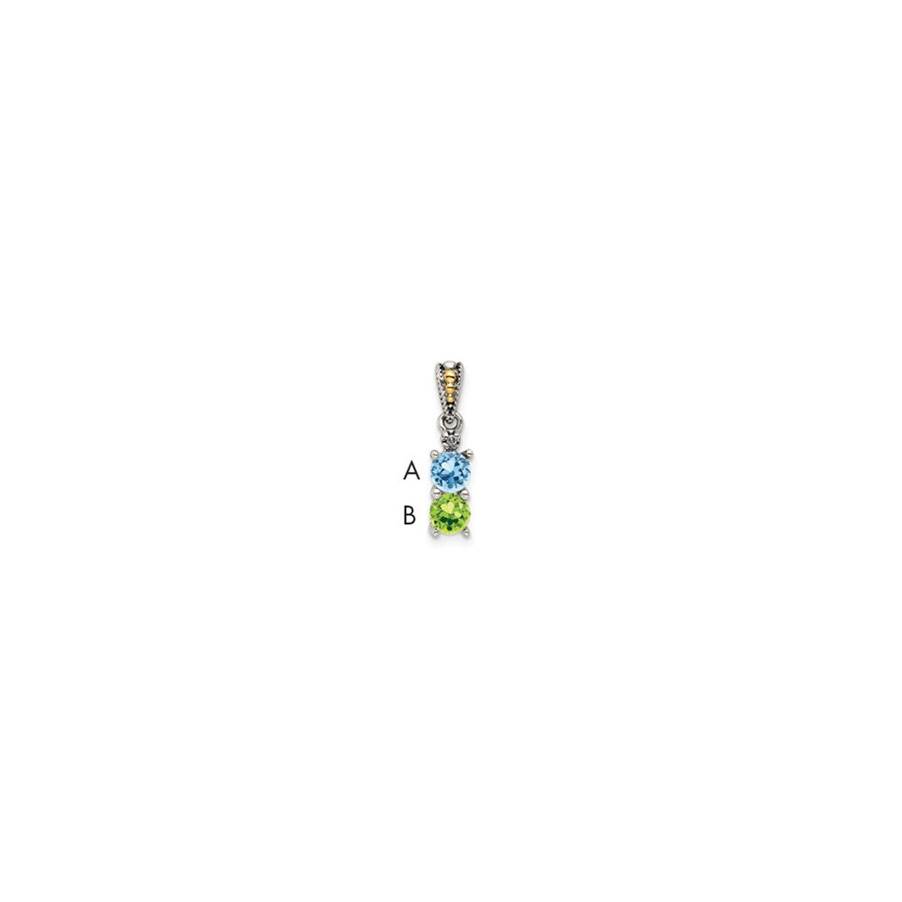 Sterling Silver Antiqued w/14K/Silver Two-Tone 2-stone W/diamond Mothers Pendant Semi-Mount