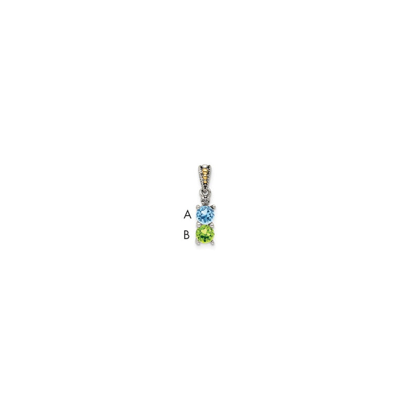 Sterling Silver Antiqued w/14K/Silver Two-Tone 2-stone W/diamond Mothers Pendant Semi-Mount